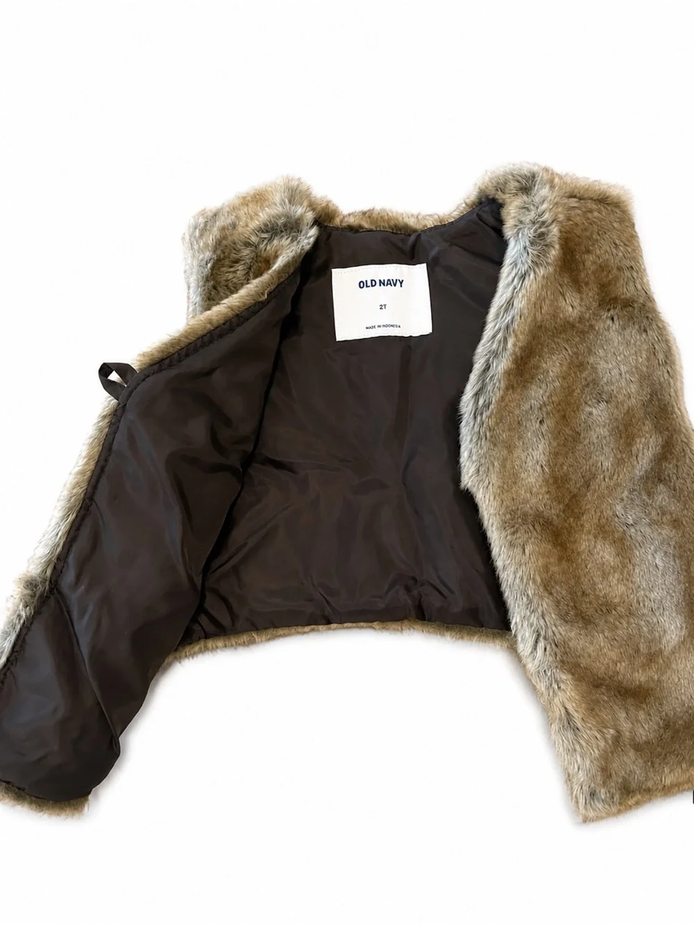 Old Navy Faux Fur Vest in Taupe Brown